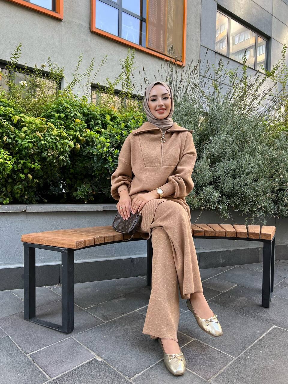 TC - 3277-25W-2 طقم قطعتين تريكو ساده بيج  TC - 3277-25W-2 طقم قطعتين تريكو ساده بيج