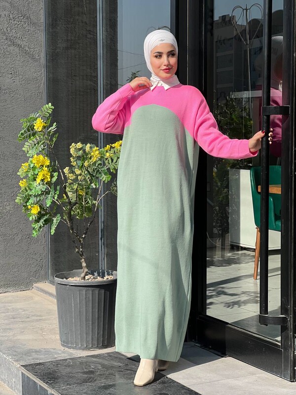 TC - 3318-69W-5 فستان لونين - شذري وردي