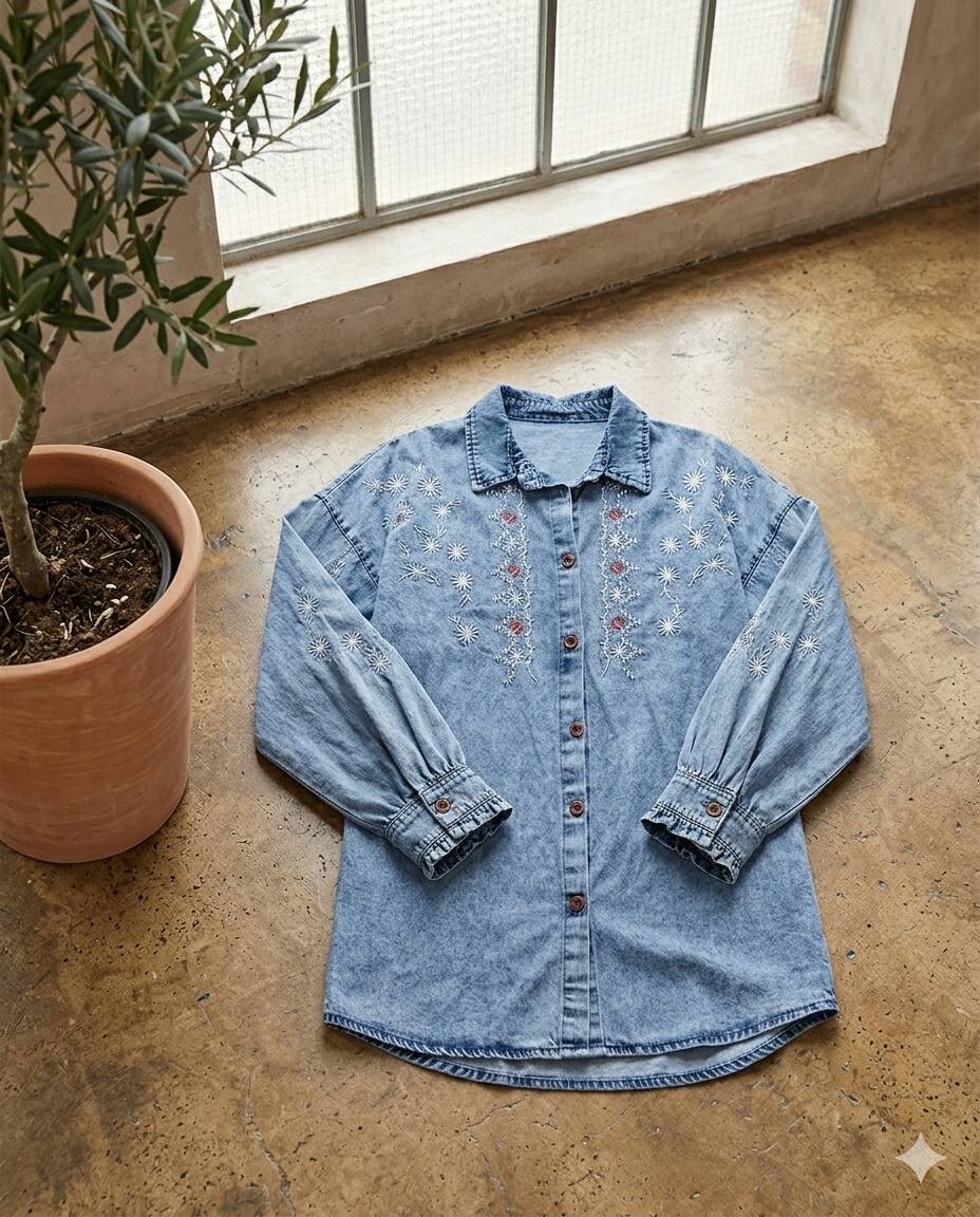 FOR YOU MODA - 3321-50O-1قميص جينز -فاتح