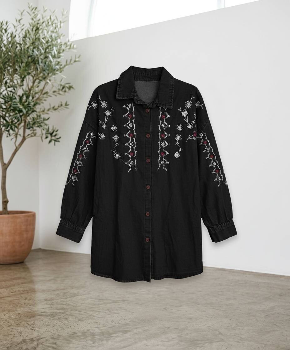 FOR YOU MODA - 3321-50O -3 قميص جينز -اسود 