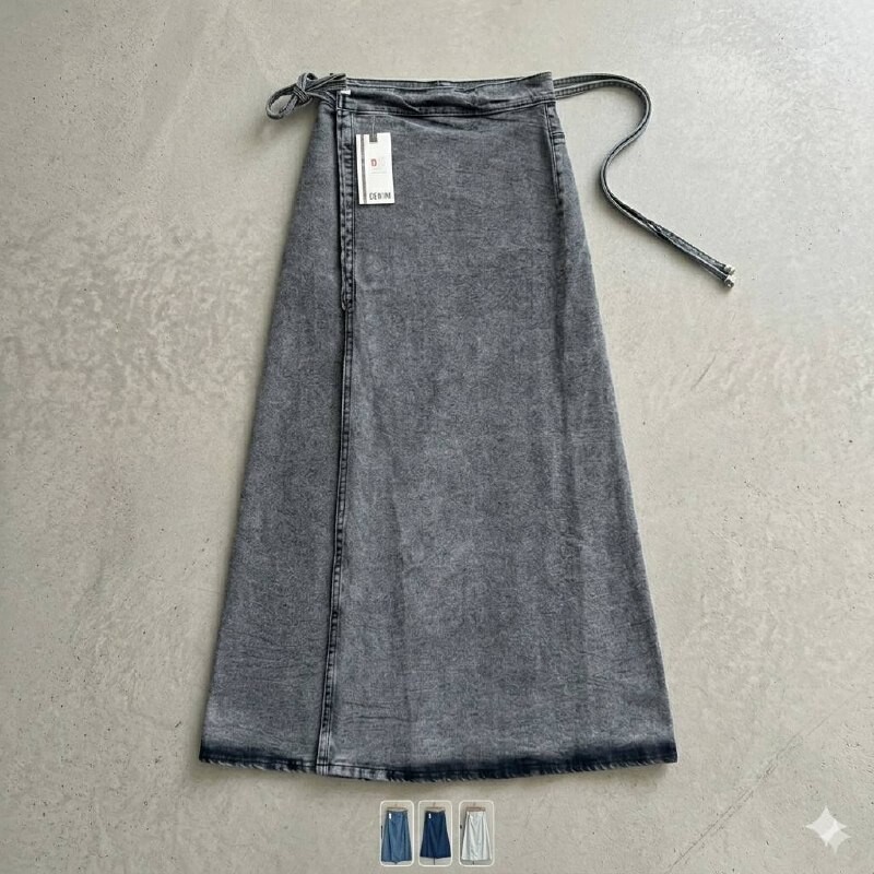 FOR YOU MODA - 3322-18G-3 تنورة جينز -رصاصي