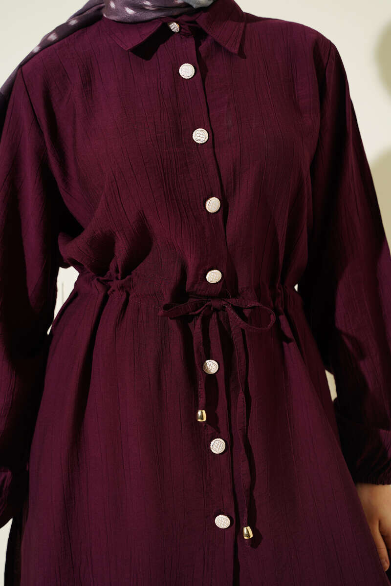 3332-26F-2 سوت قطعيتن قميص طويل - ماروني - Thumbnail