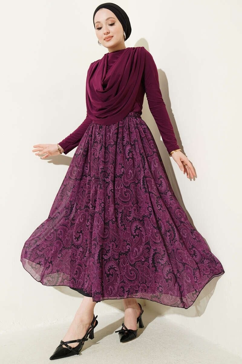 FOR YOU MODA - 3336-8I- 3 سوت قطعيتن تنوره - بنفسجي