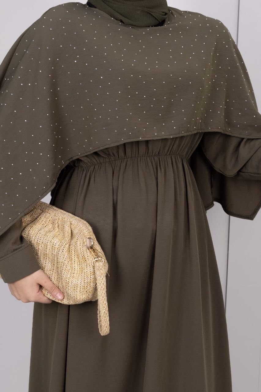 FOR YOU MODA - 3350-38N-2 فستان -خاكي