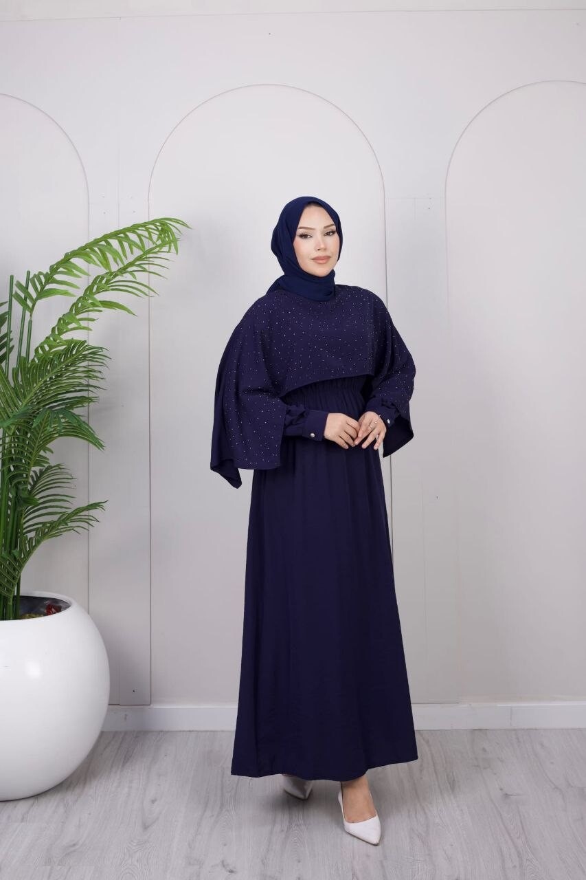 FOR YOU MODA - 3350-38N-4 فستان -نيلي 