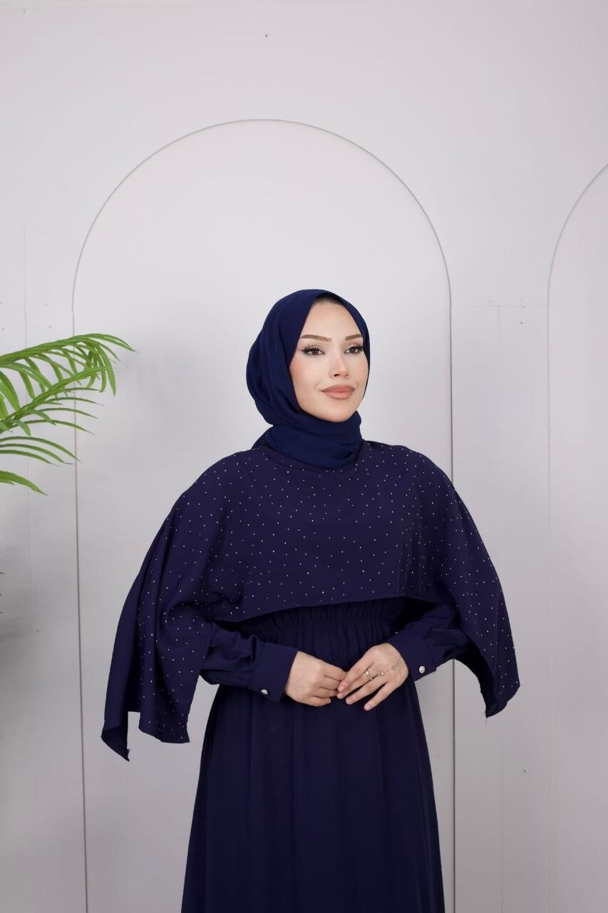 FOR YOU MODA - 3350-38N-4 فستان -نيلي (1)