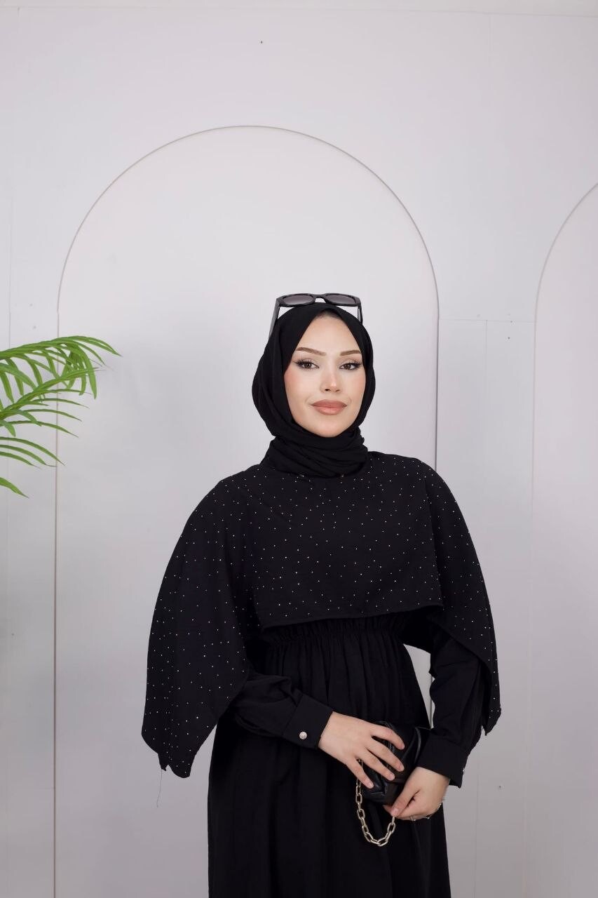 FOR YOU MODA - 3350-38N-1 فستان - اسود