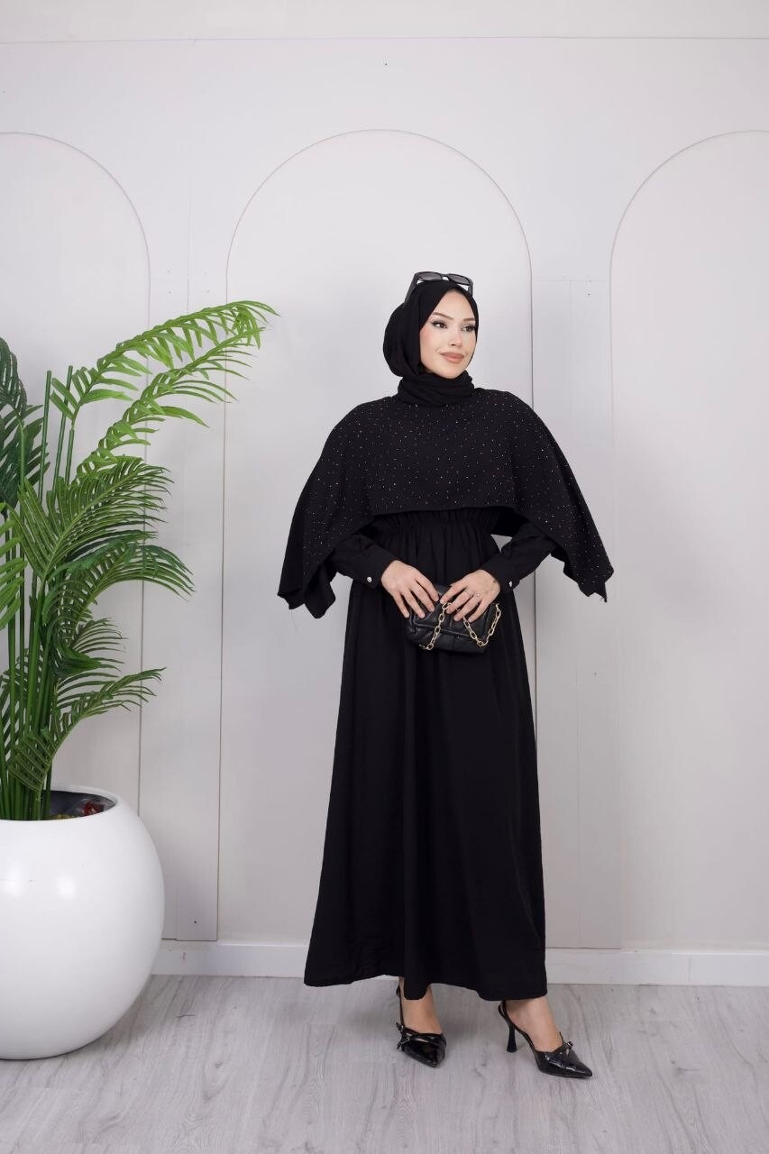 FOR YOU MODA - 3350-38N-1 فستان - اسود (1)