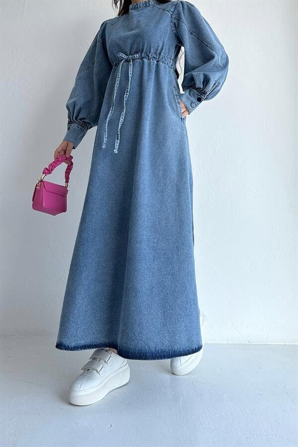 3565-93W-1 فستان جينز - Thumbnail