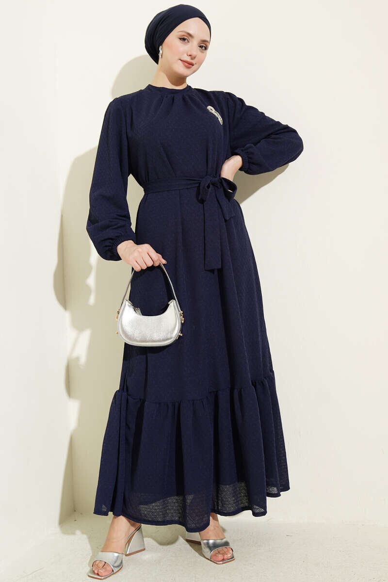 FOR YOU MODA - 363-55N-3 فستان -نيلي