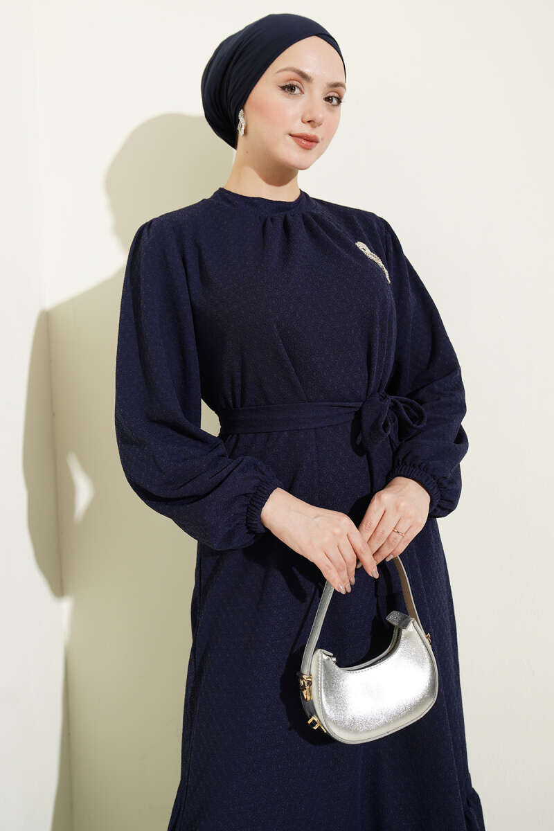 FOR YOU MODA - 363-55N-3 فستان -نيلي (1)