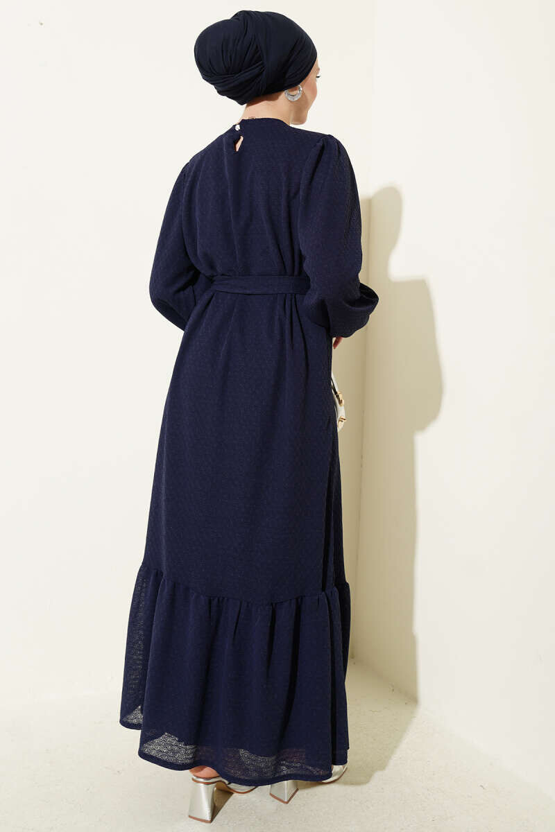 363-55N-3 فستان -نيلي - Thumbnail