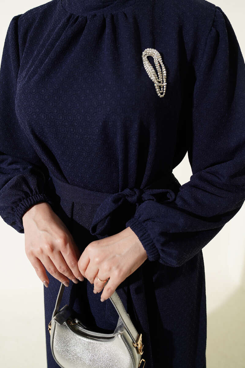 363-55N-3 فستان -نيلي - Thumbnail