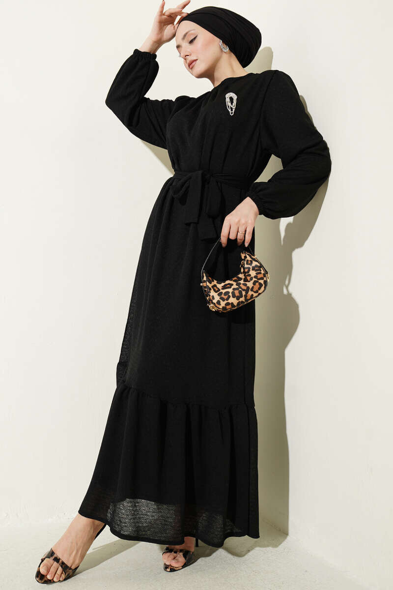 FOR YOU MODA - 363-55N-1 فستان - اسود