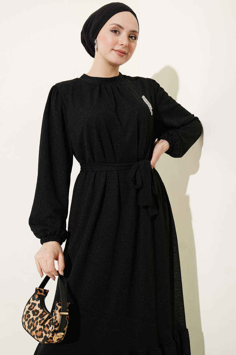 FOR YOU MODA - 363-55N-1 فستان - اسود (1)