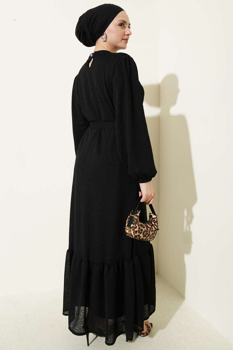 363-55N-1 فستان - اسود - Thumbnail