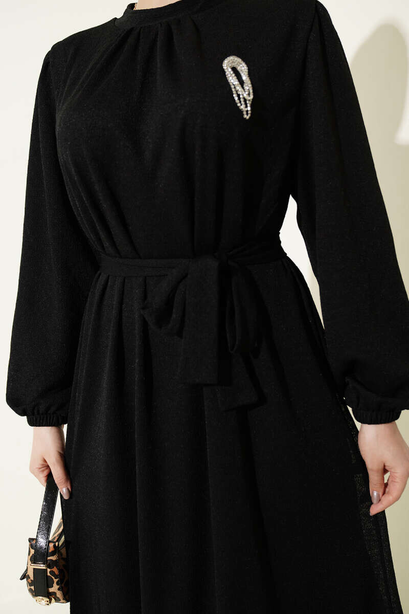 363-55N-1 فستان - اسود - Thumbnail