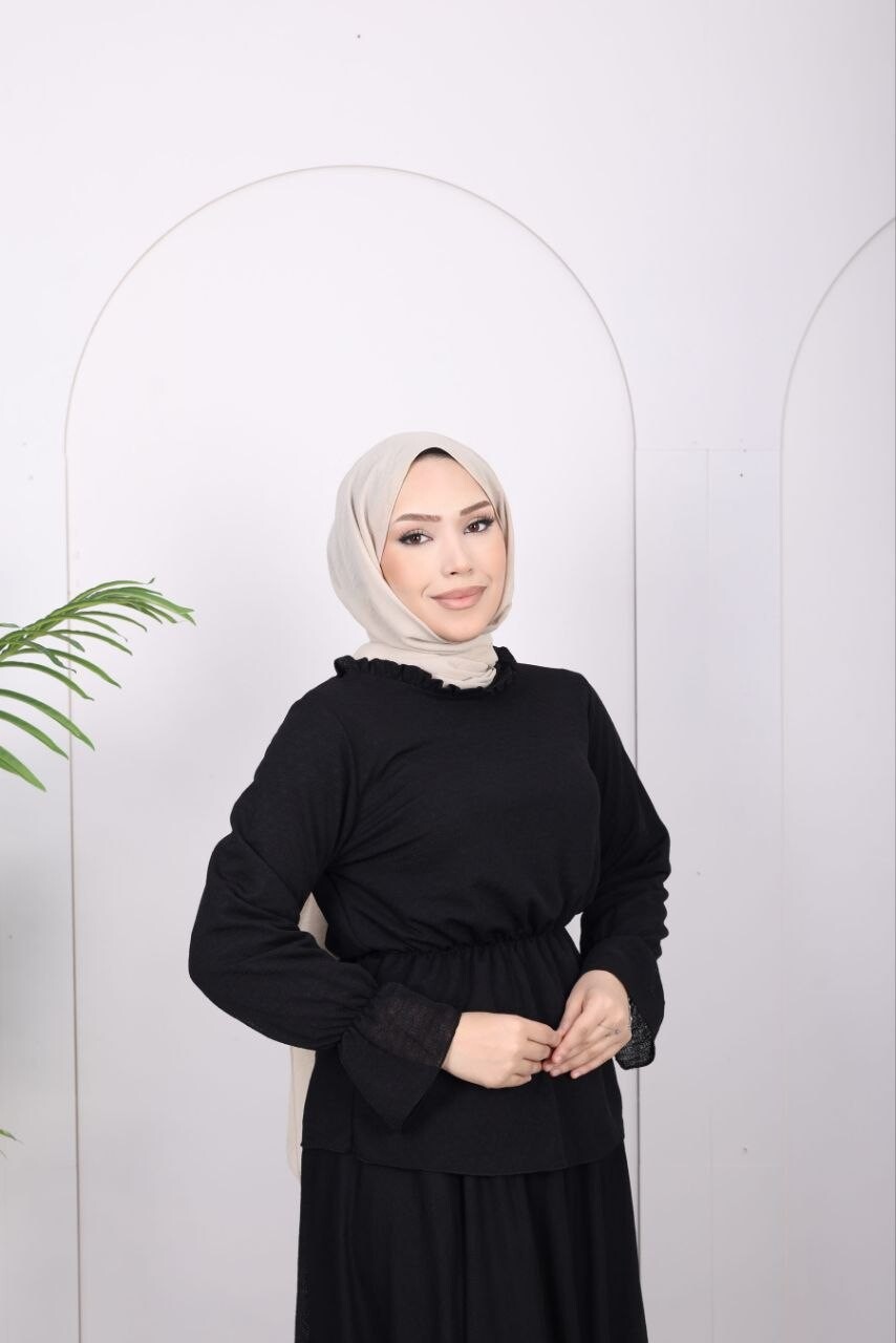 FOR YOU MODA - 364-25O-1 سوت تنوره - اسود 