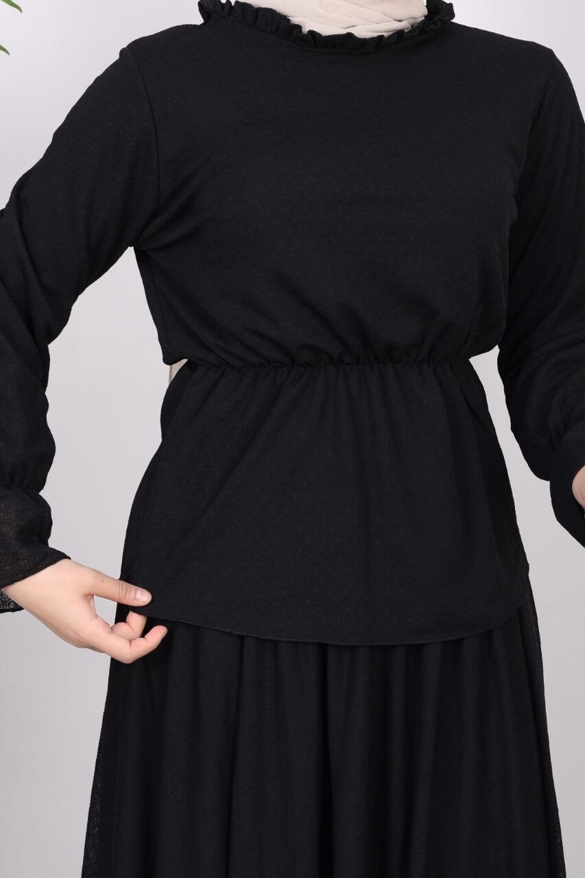 FOR YOU MODA - 364-25O-1 سوت تنوره - اسود (1)