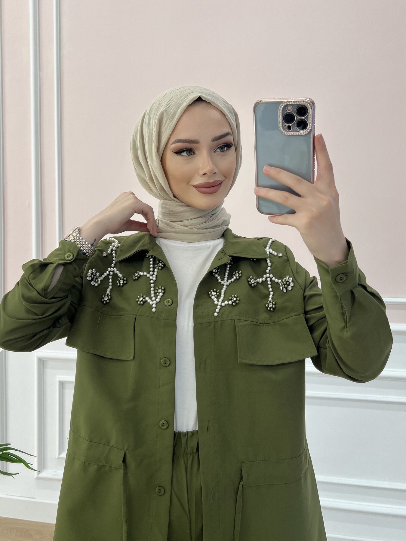 FOR YOU MODA - 3696-27B-3 طقم قطعتين - خاكي (1)