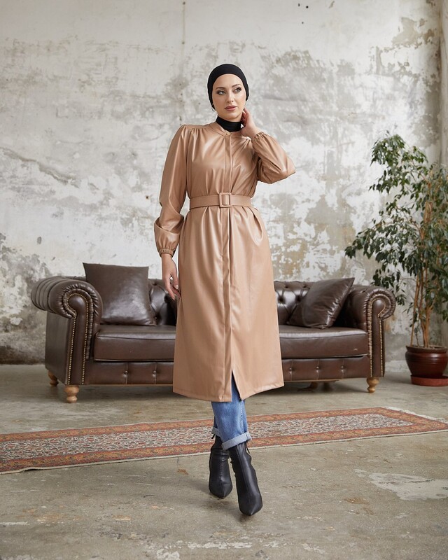 UMS - 3805-73Z-2 كوت جلد بيج