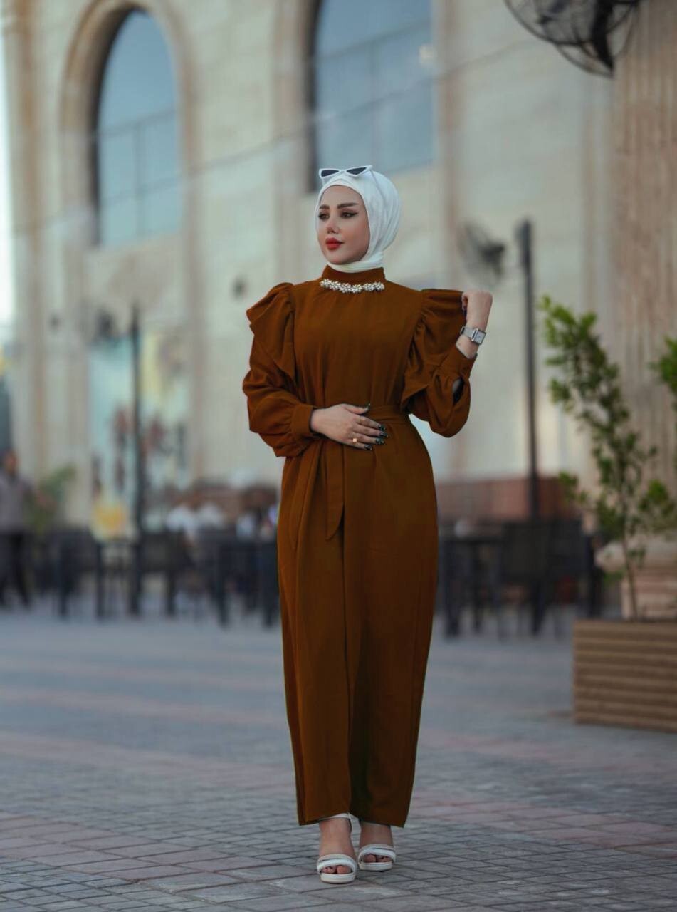 3986-30I-5 فستان مع حزام - جوزي - Thumbnail