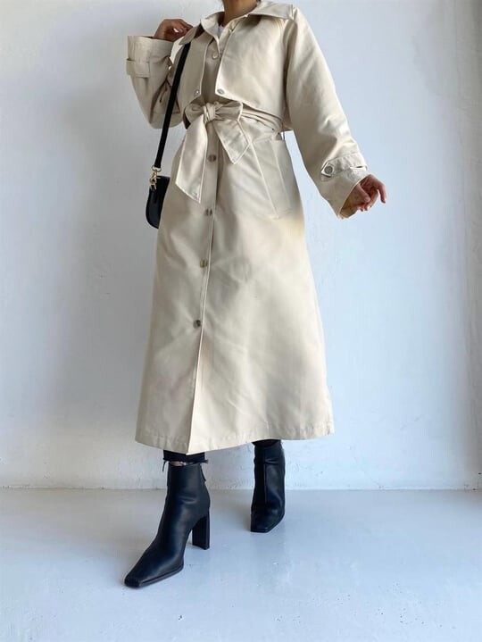 FOR YOU MODA - 4403-85X-2 ترانش كوت مع حزام - بيج (1)