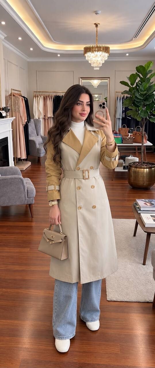 FOR YOU MODA - 4406-5H-4 كوت لونين - بيج جوزي