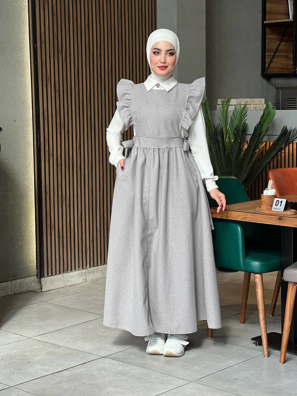 FOR YOU MODA - 44096-73X-2-صدرية جوخ لون رصاصي (1)