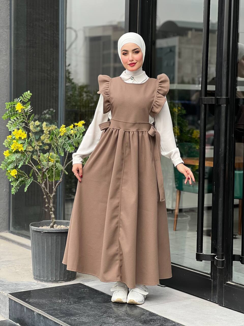 FOR YOU MODA - 44096-73X-3-صدرية جوخ لون جوزي 