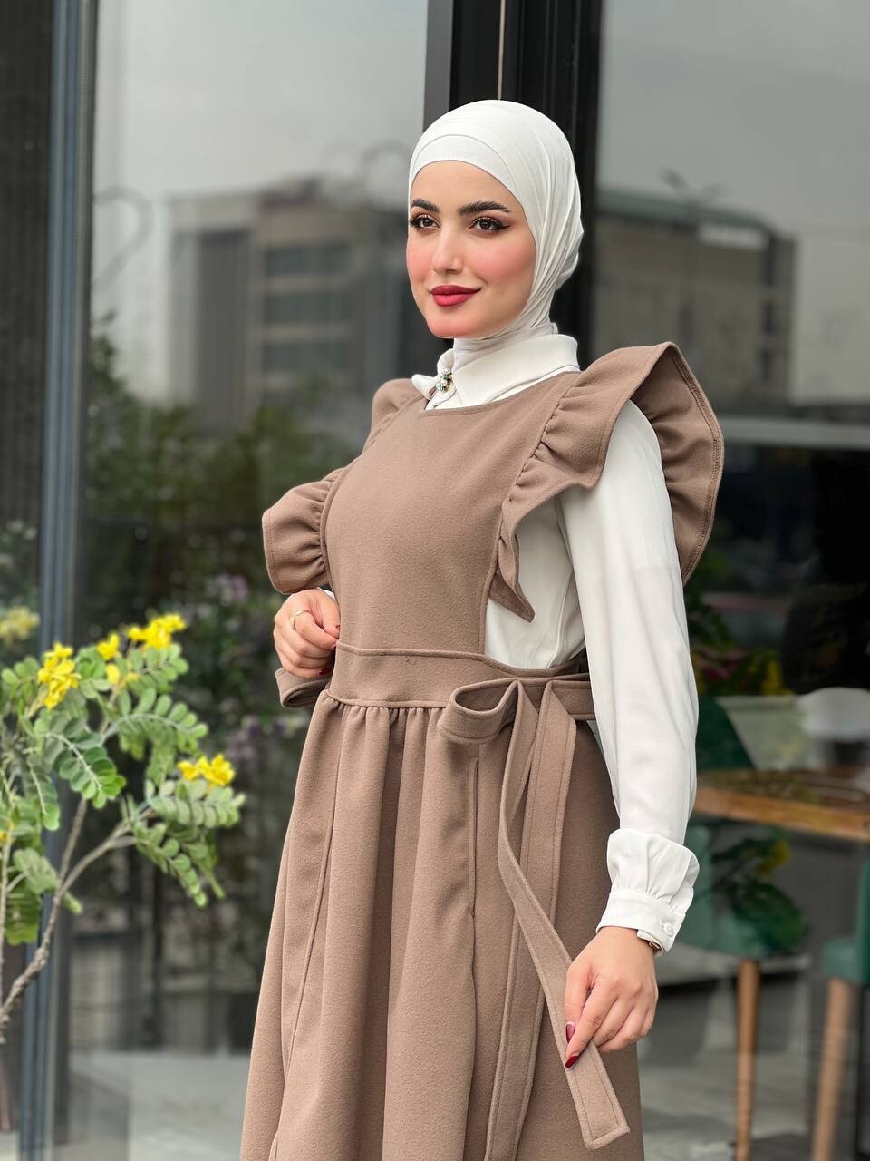 44096-73X-3-صدرية جوخ لون جوزي - Thumbnail