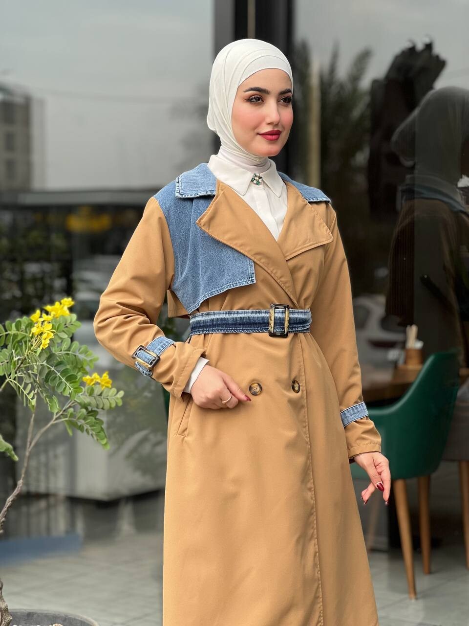 44100-90V-2-ترانش كوت جوزي فاتح مطعم جينز - Thumbnail