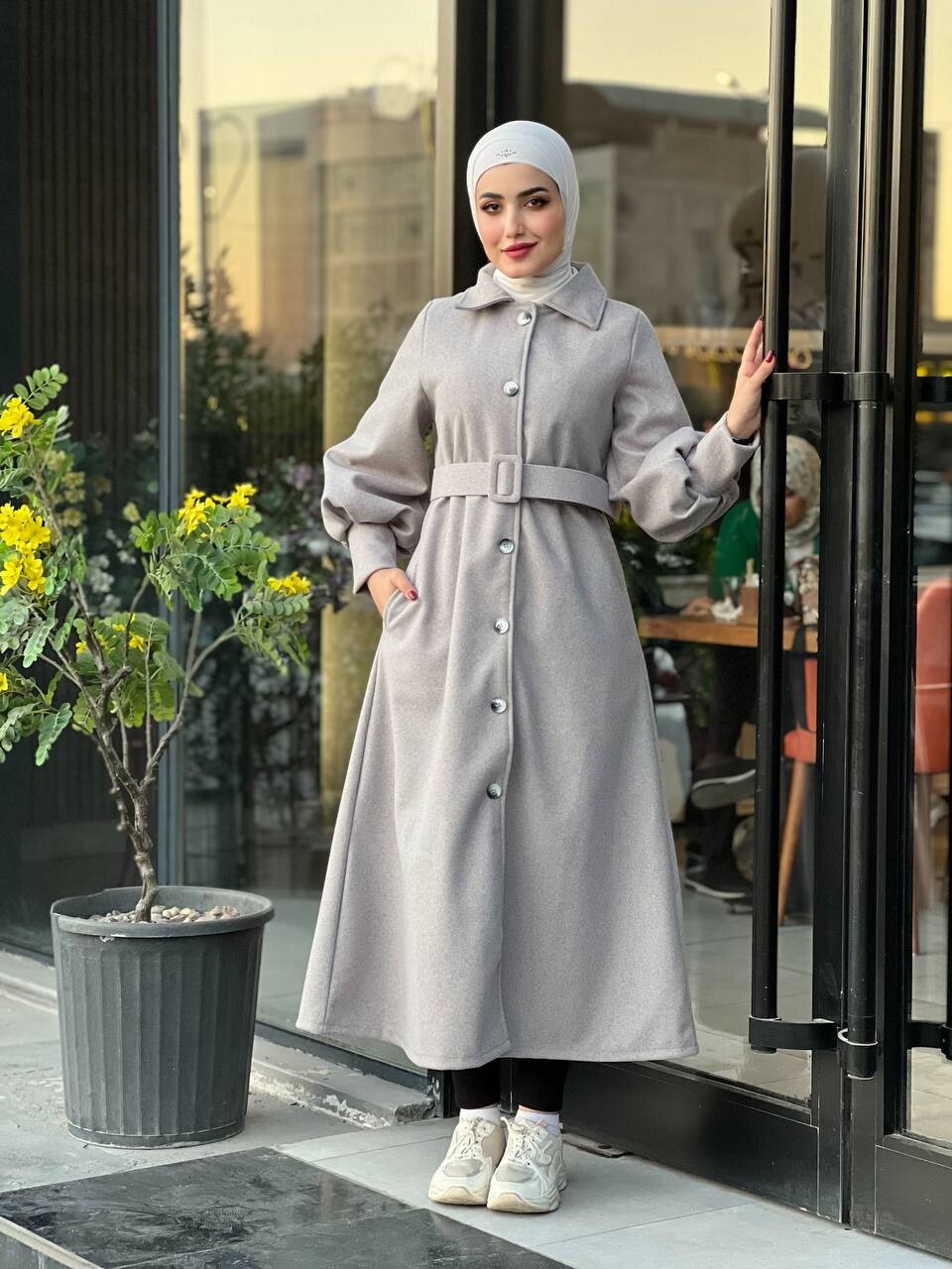 44118-49Q-2-كوت جوخ لون رصاصي - Thumbnail