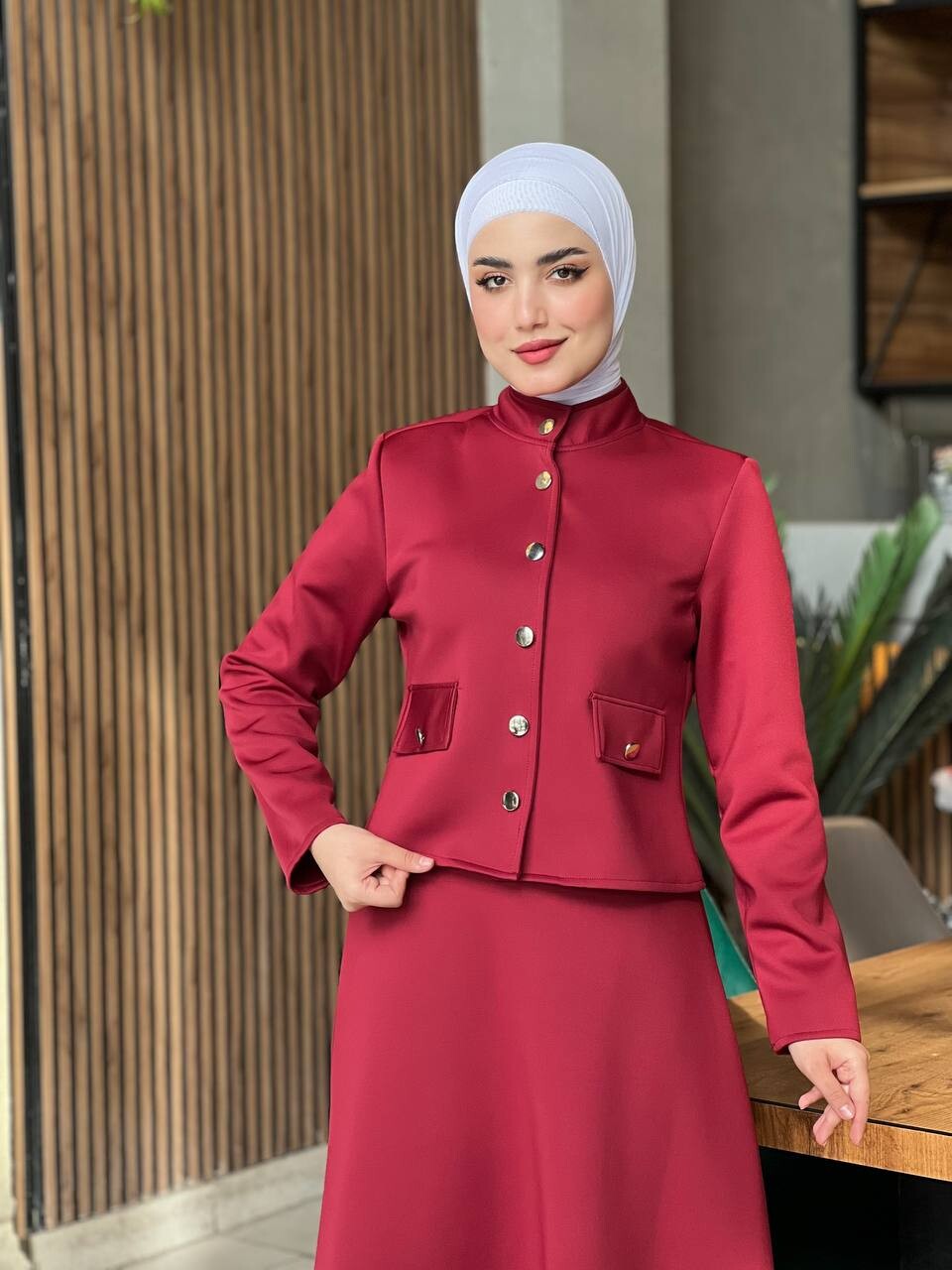 44129-9A-4 طقم قطعتين - ماروني - Thumbnail