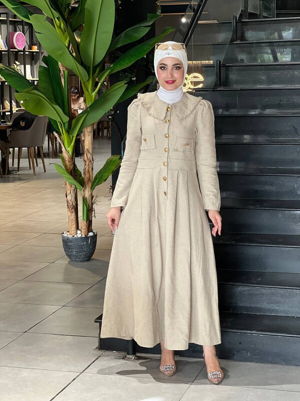 FOR YOU MODA - 4413-85H-2 فستان - بيج (1)