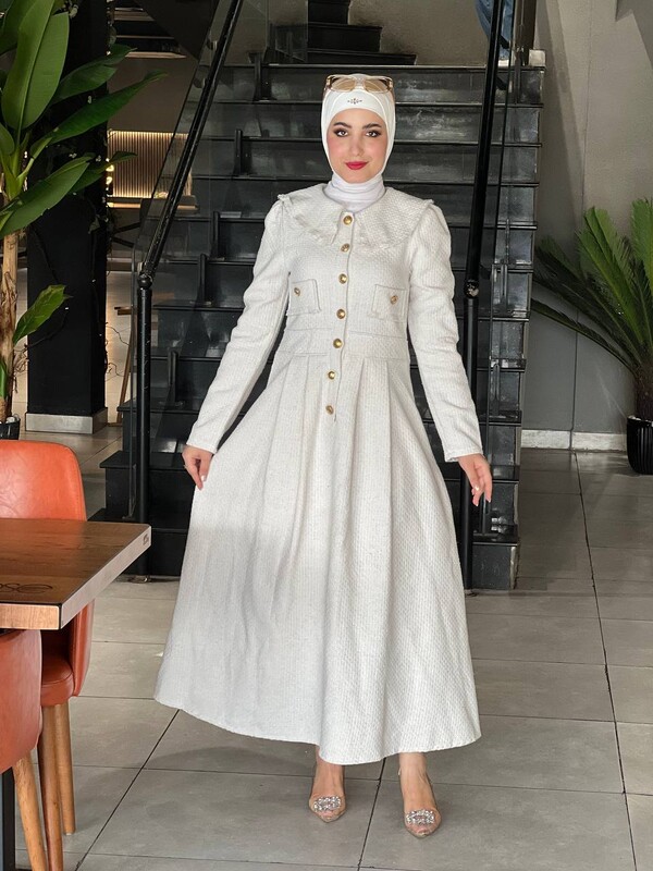 FOR YOU MODA - 4413-85H-1 فستان - اوف وايت (1)