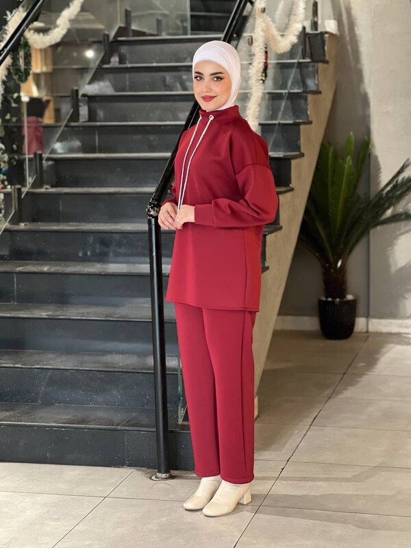 FOR YOU MODA - 44130-41P-6 طقم قطعتين- ماروني 