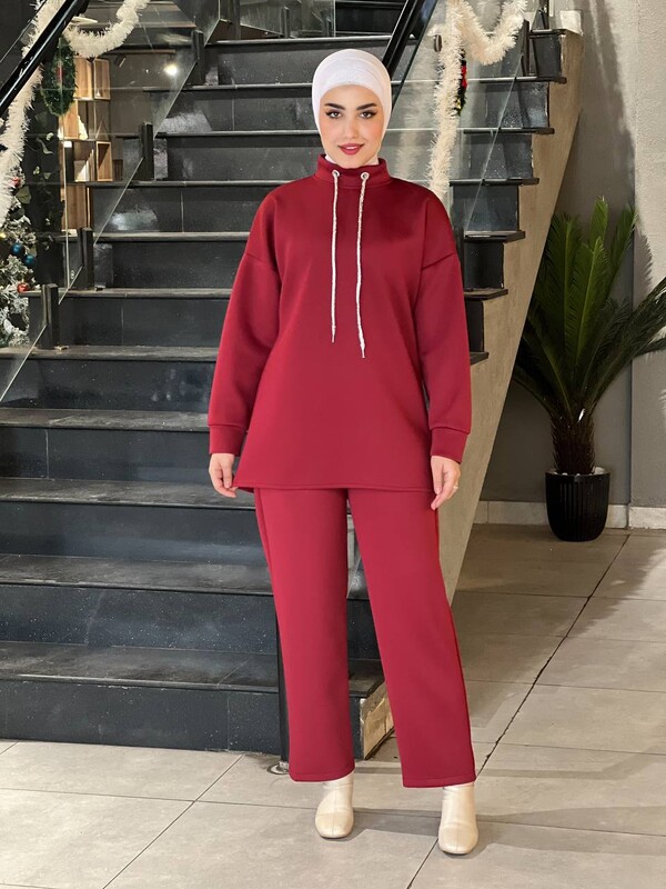 FOR YOU MODA - 44130-41P-6 طقم قطعتين- ماروني (1)