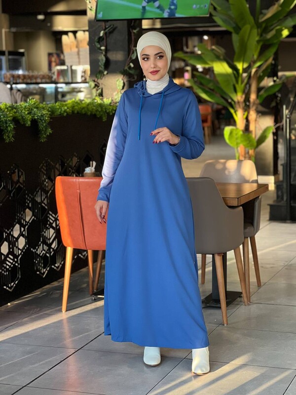 FOR YOU MODA - 4418-17PX-2 فستان -ازرق