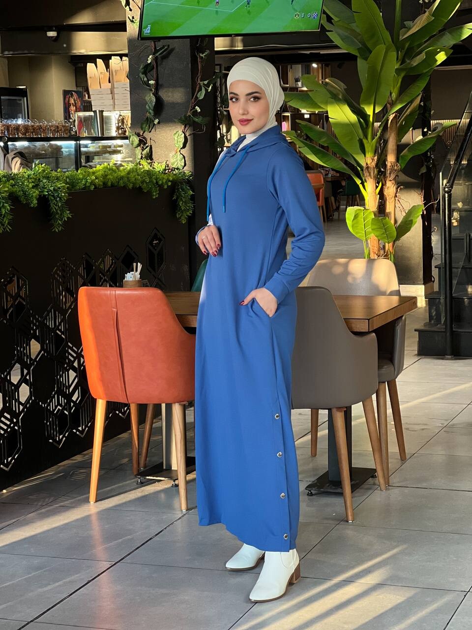 4418-17PX-2 فستان -ازرق - Thumbnail