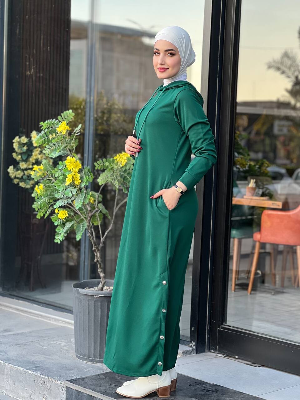 4418-17PX-5 فستان - اخضر - Thumbnail