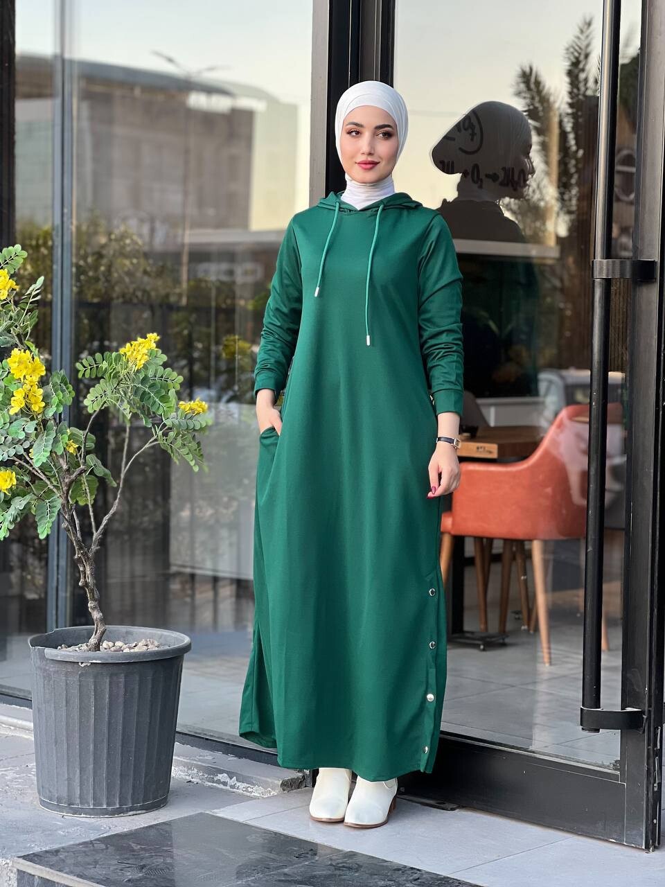 4418-17PX-5 فستان - اخضر - Thumbnail