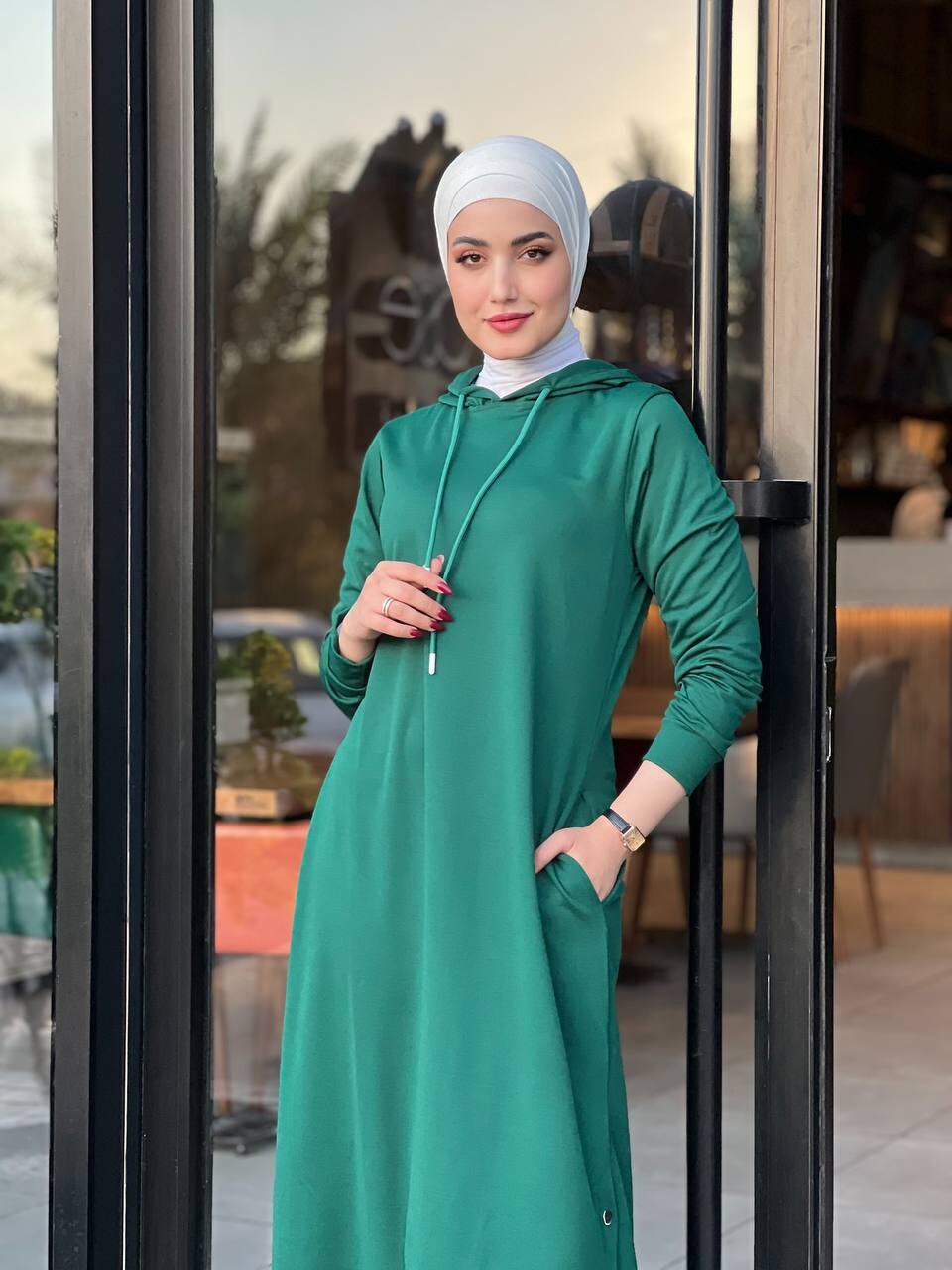 4418-17PX-5 فستان - اخضر - Thumbnail