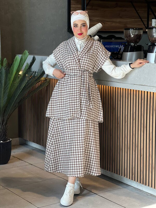 FOR YOU MODA - 4419-41H-3 طقم قطعتين - بيج (1)