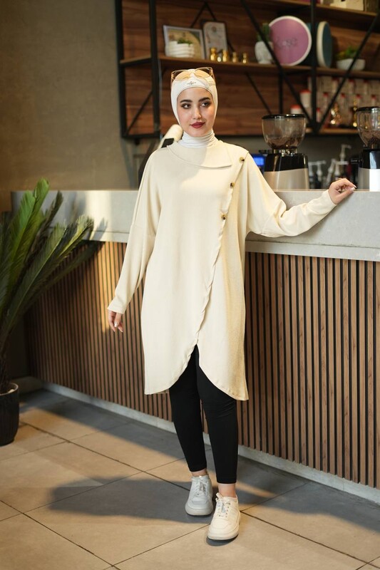 FOR YOU MODA - 4420-95R-3 تونيك طويل - بيج (1)