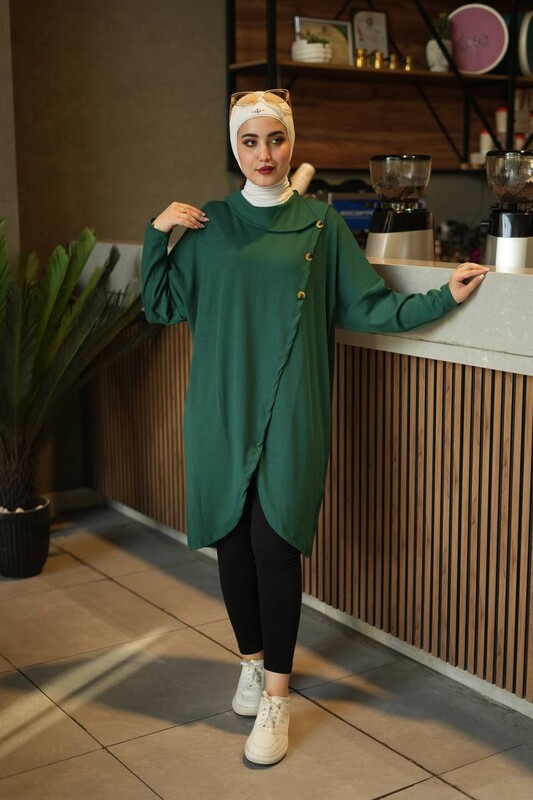 FOR YOU MODA - 4420-95R-5 تونيك طويل - اخضر 