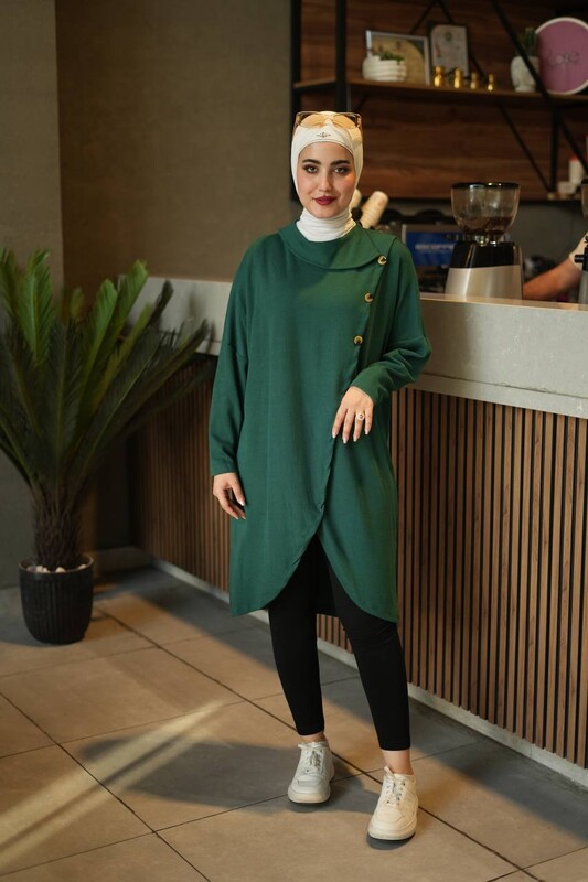 FOR YOU MODA - 4420-95R-5 تونيك طويل - اخضر (1)