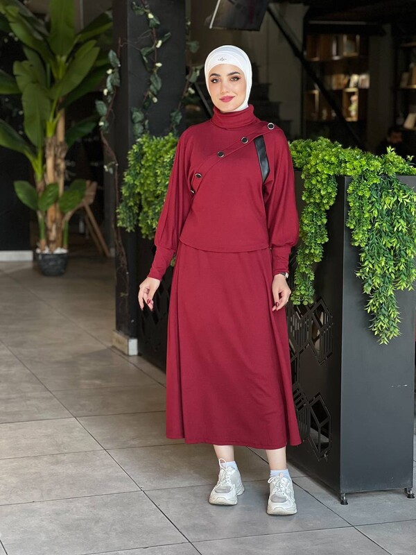 FOR YOU MODA - 4422-81P-2 طقم قطعتين - ماروني