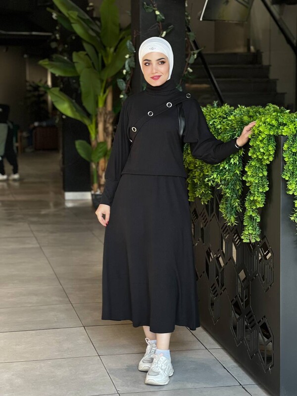 FOR YOU MODA - 4422-81P-1 طقم قطعتين - اسود