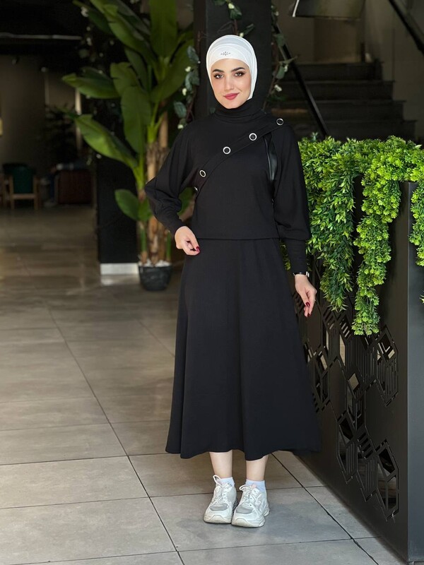 FOR YOU MODA - 4422-81P-1 طقم قطعتين - اسود (1)